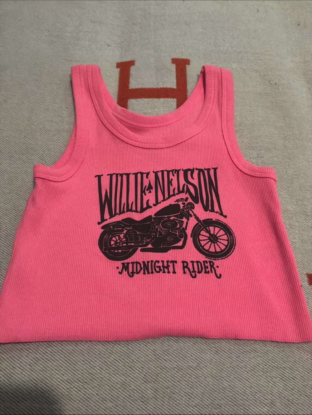 Rowdy Sprout Coral Pink Ribbed Tank with Blue Logo